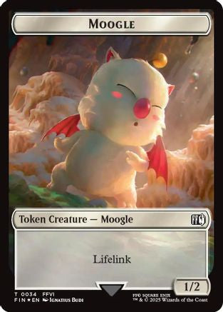 Image of Moogle // Zombie Double-Sided Token (Surge Foil) [FINAL FANTASY Commander Tokens]