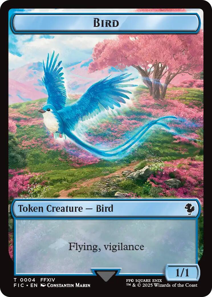 Image of Bird // Hero (0029) Double-Sided Token (Surge Foil) [FINAL FANTASY Commander Tokens]