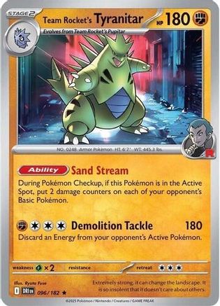 Image of Team Rocket's Tyranitar (096/182) (Deck Exclusive) [Scarlet & Violet: Destined Rivals]
