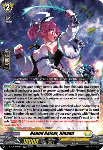 Image of Hound Raiser, Hinami (DZ-BT08/033EN) [Knights 0f Rebirth]