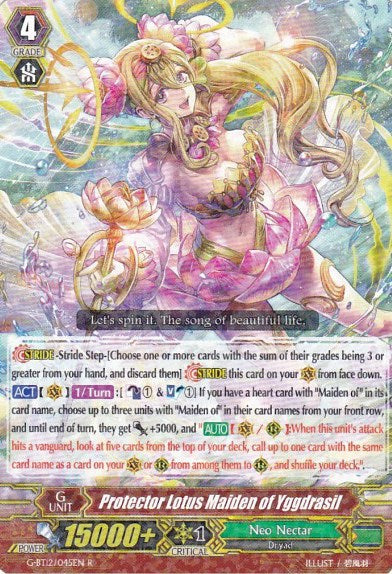 Image of Protector Lotus Maiden of Yggdrasil (G-BT12/045EN) [Dragon King's Awakening]