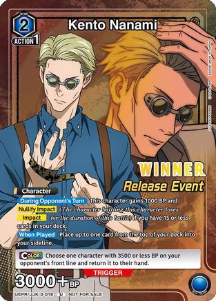 Image of Kento Nanami (Release Event Winner) (UEPR/JJK-3-018) - UEX02BT Jujutsu Kaisen Vol2 Release Event Cards Foil