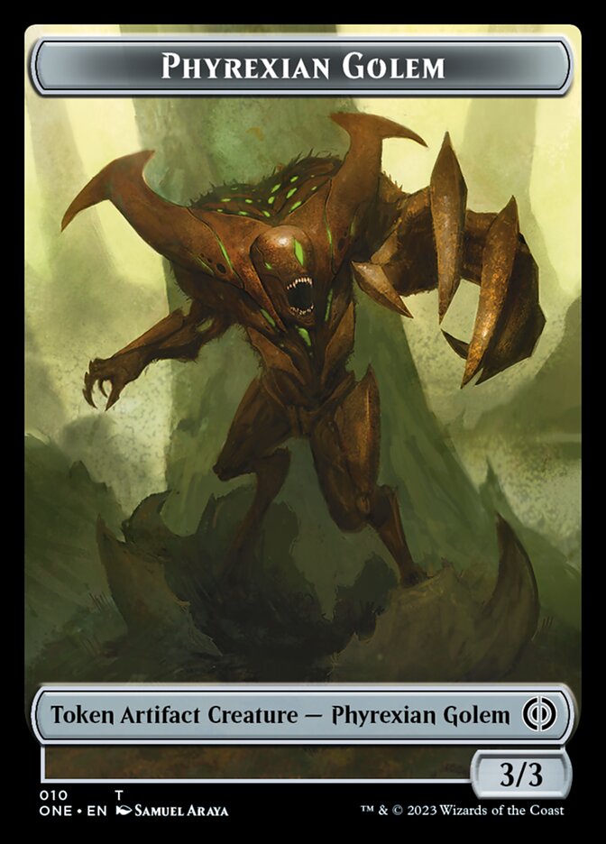 Image of Rebel // Phyrexian Golem Double-Sided Token [Phyrexia: All Will Be One Tokens]