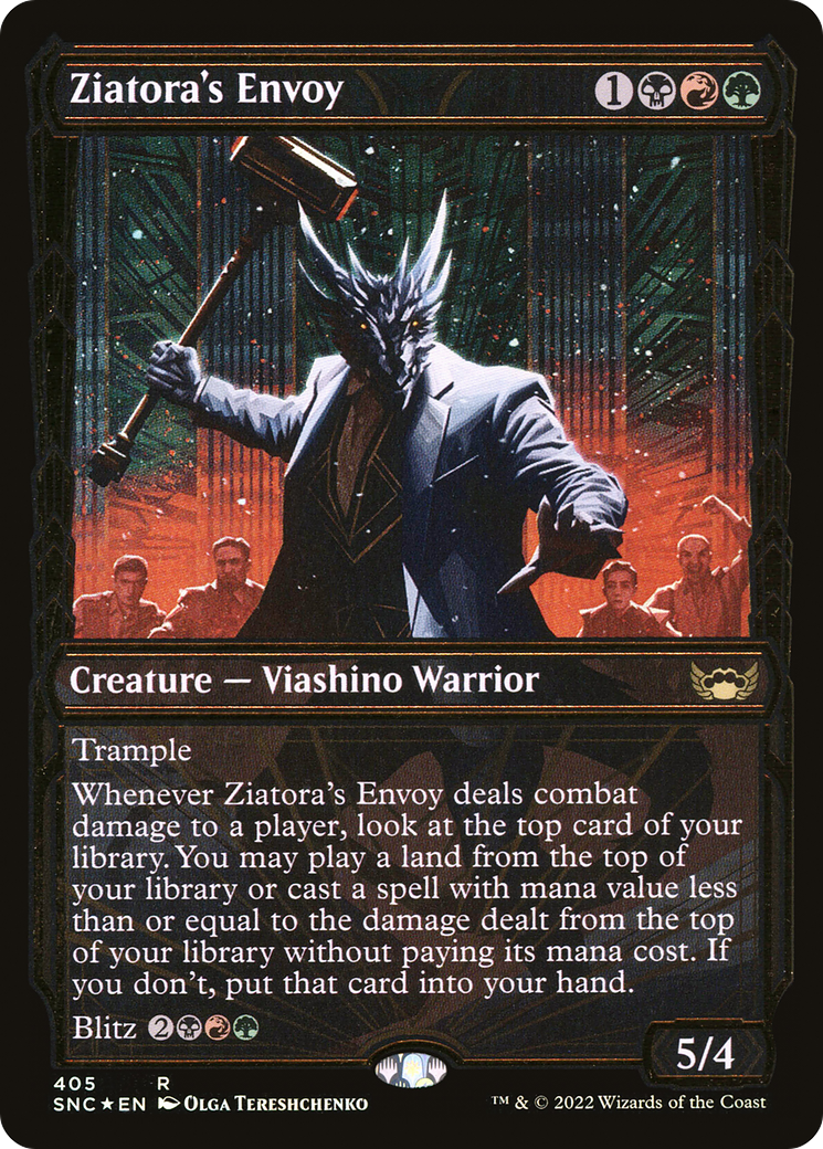 Image of Ziatora's Envoy (Showcase Golden Age Gilded Foil) [Streets of New Capenna]