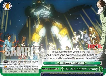 Image of You did nothin' wrong! (SR) (FT/EN-S02-049S SR RE) - Fairy Tail Chronicle Set