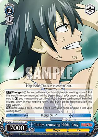 Image of Clothes-removing Habit, Gray (SR) (FT/EN-S02-073S SR RE) - Fairy Tail Chronicle Set