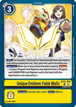 Image of Unique Emblem: Fable Waltz [BT22-098] [Cyber Eden]