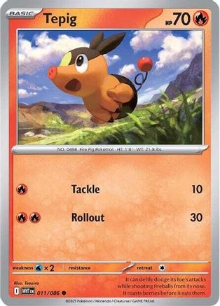 Image of Tepig 011  - Holofoil SV White Flare - Common