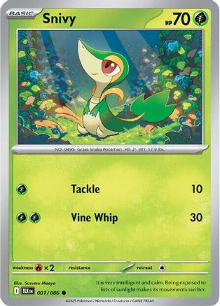 Image of Snivy 001  - Holofoil SV Black Bolt - Common