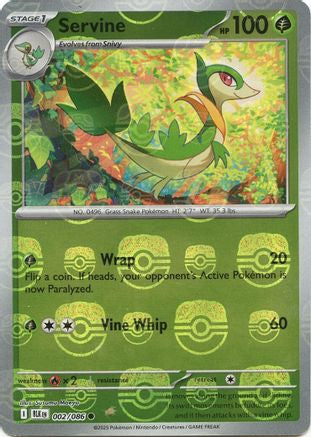 Image of Servine (002/086) (Master Ball Pattern) [Scarlet & Violet: Black Bolt]
