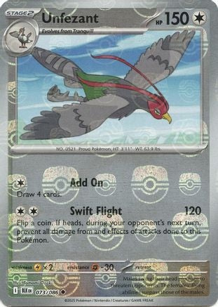 Image of Unfezant (073/086) (Master Ball Pattern) [Scarlet & Violet: Black Bolt]