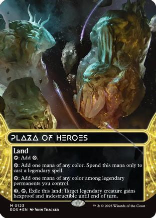 Image of Plaza of Heroes (0123) (Borderless) (Galaxy Foil) [Edge of Eternities: Stellar Sights]