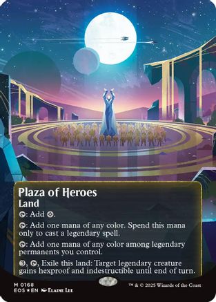 Image of Plaza of Heroes (0168) (Borderless) (Galaxy Foil) [Edge of Eternities: Stellar Sights]