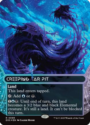 Image of Creeping Tar Pit (0099) (Borderless) (Galaxy Foil) [Edge of Eternities: Stellar Sights]