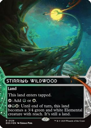 Image of Stirring Wildwood (0129) (Borderless) (Galaxy Foil) [Edge of Eternities: Stellar Sights]