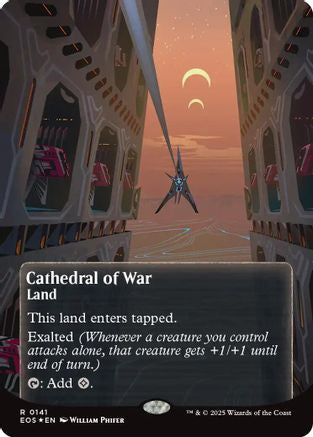 Image of Cathedral of War (0141) (Borderless) (Galaxy Foil) [Edge of Eternities: Stellar Sights]