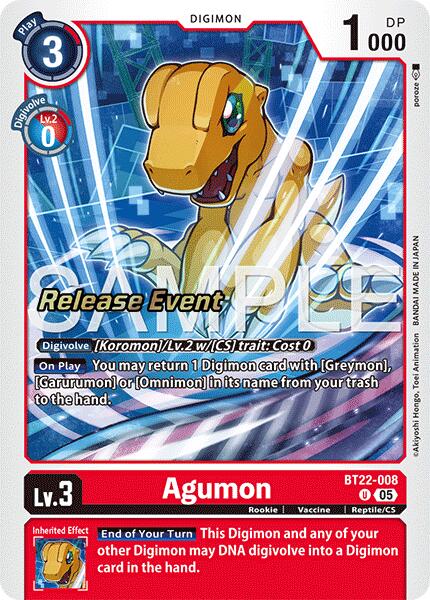 Image of Agumon [BT22-008] [Cyber Eden Release Event Cards]