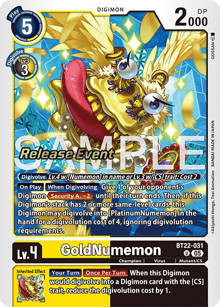 Image of GoldNumemon [BT22-031] [Cyber Eden Release Event Cards]
