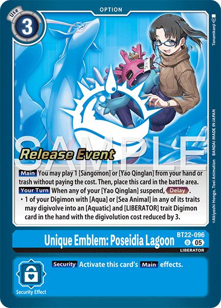 Image of Unique Emblem: Poseidia Lagoon [BT22-096] [Cyber Eden Release Event Cards]