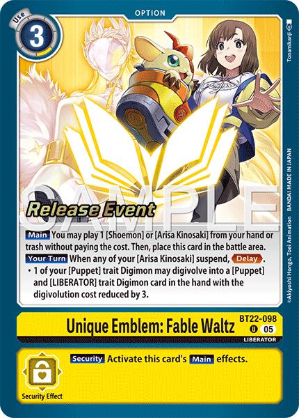 Image of Unique Emblem: Fable Waltz [BT22-098] [Cyber Eden Release Event Cards]