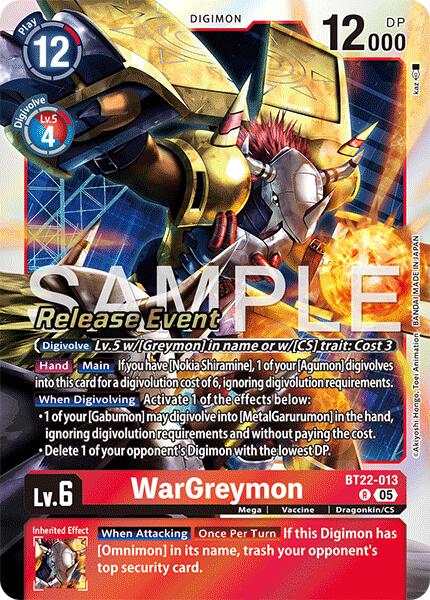 Image of WarGreymon [BT22-013] [Cyber Eden Release Event Cards]