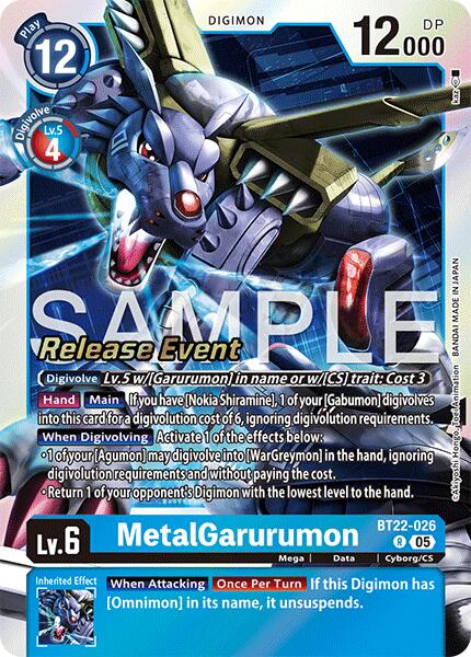 Image of MetalGarurumon [BT22-026] [Cyber Eden Release Event Cards]