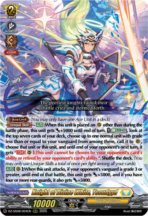 Image of Knight of Divine White, Yscudyyd (DZ-SS08/004EN) [Festival Booster 2025]