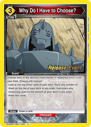 Image of Why Do I Have to Choose? (UE09BT/FMA-1-032) - UE09BT FULLMETAL ALCHEMIST Release Event Cards