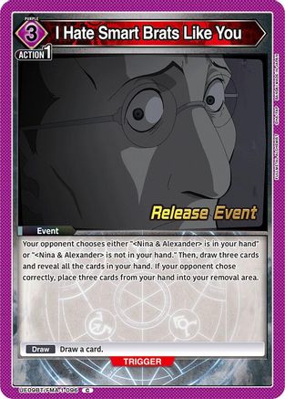 Image of I Hate Smart Brats Like You (UE09BT/FMA-1-096) - UE09BT FULLMETAL ALCHEMIST Release Event Cards