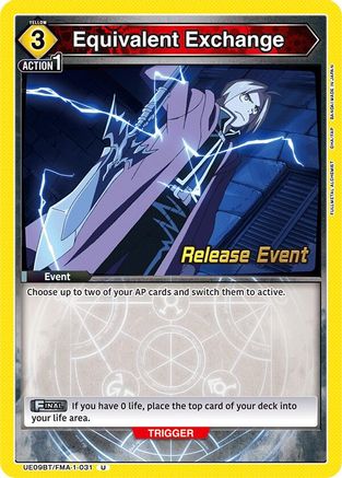 Image of Equivalent Exchange (UE09BT/FMA-1-031) - UE09BT FULLMETAL ALCHEMIST Release Event Cards