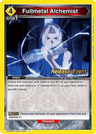 Image of Fullmetal Alchemist (UE09BT/FMA-1-033) - UE09BT FULLMETAL ALCHEMIST Release Event Cards
