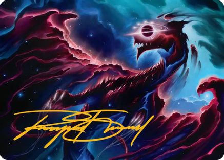 Image of Nova Hellkite Art Card (18/54) (Gold-Stamped Signature) [Edge of Eternities Art Series]