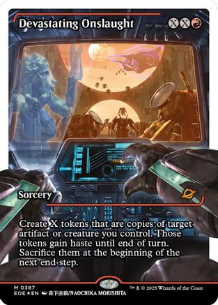 Image of Devastating Onslaught (0387) (Showcase) (Fracture Foil) [Edge of Eternities]