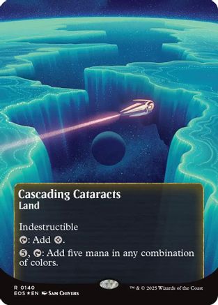 Image of Cascading Cataracts (0140) (Borderless) (Galaxy Foil) [Edge of Eternities: Stellar Sights]