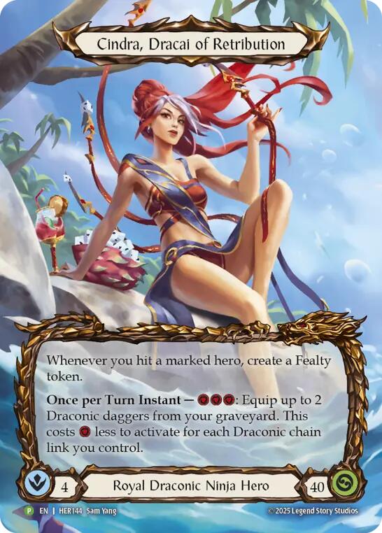 Image of Cindra, Dracai of Retribution [HER144] (Promo)  Rainbow Foil
