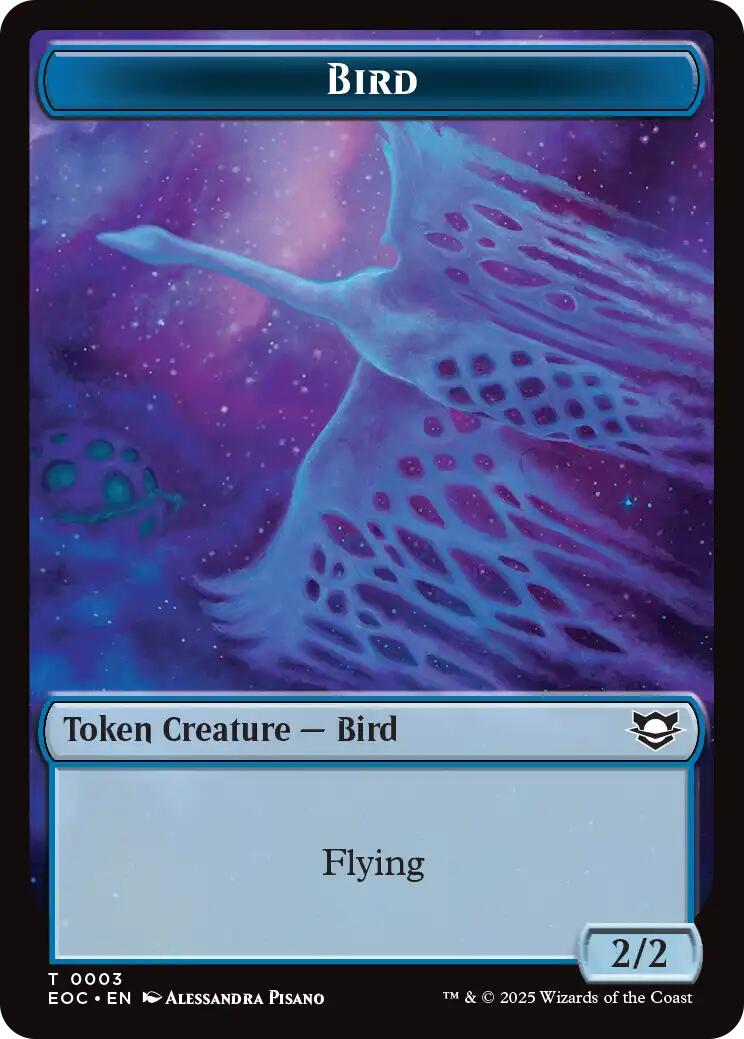 Image of Bird // Golem (0012) Double-Sided Token [Edge of Eternities Commander Tokens]