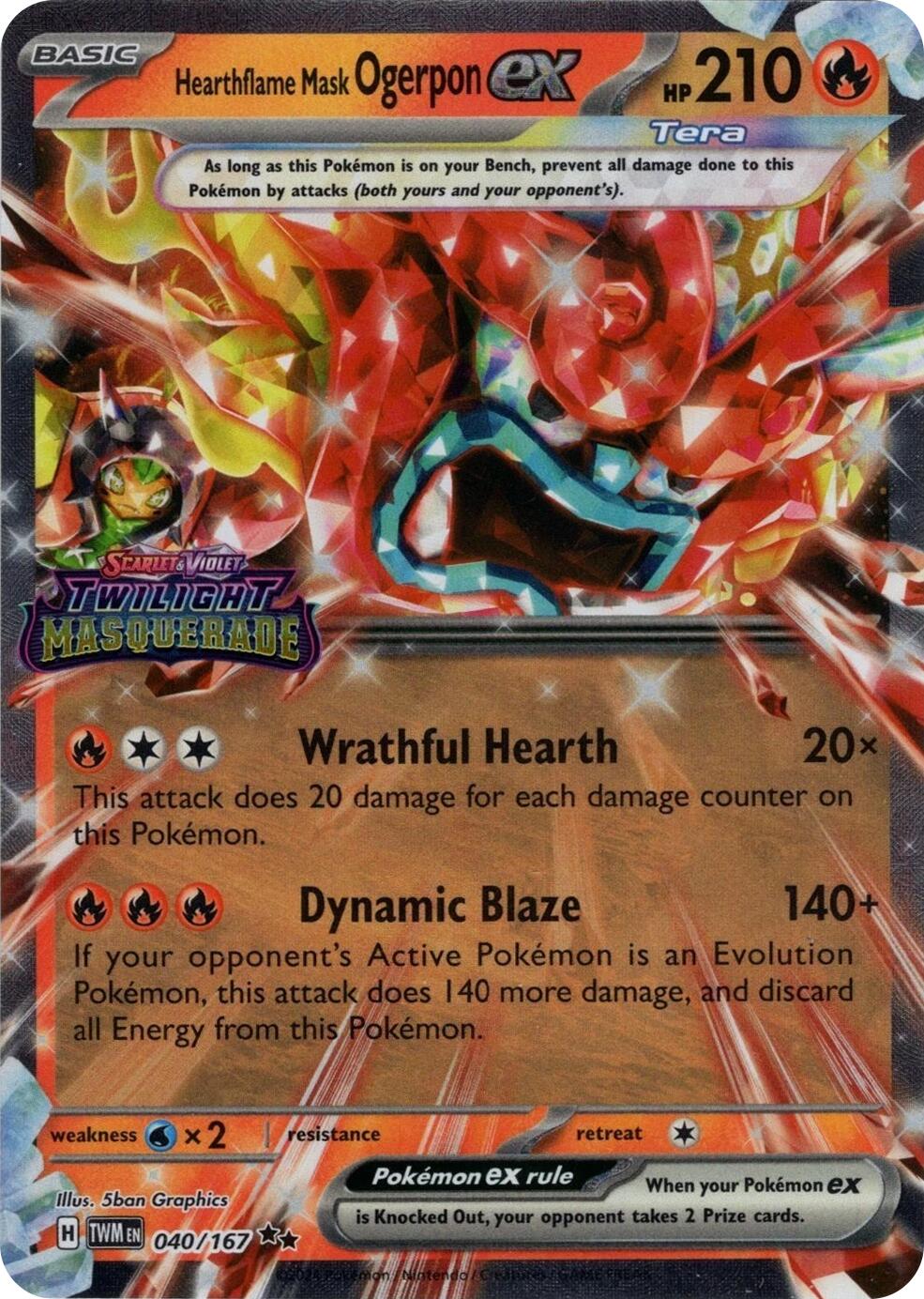 Image of Hearthflame Mask Ogerpon ex (040/167) (Stamped) [Miscellaneous Cards]