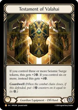 Image of Testament of Valahai [MPG004] (Mastery Pack Guardian)  Rainbow Foil