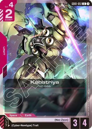 Image of Kshatriya (GD01-051) (Store Tournament Participant Pack 01) (GD01-051) - Gundam Promotional Cards Holofoil