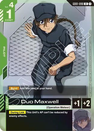 Image of Duo Maxwell (Store Tournament Participant Pack 01) (GD01-090) - Gundam Promotional Cards Holofoil