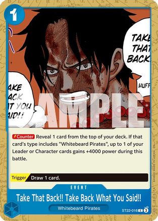 Image of Take That Back!! Take Back What You Said!! (ST22-016) - Starter Deck 22: Ace & Newgate
