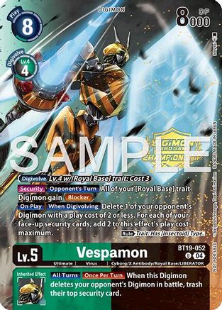 Image of Vespamon [BT19-052] (Championship 25-26 Tamers Pack) [Release Special Booster Ver.2.0]