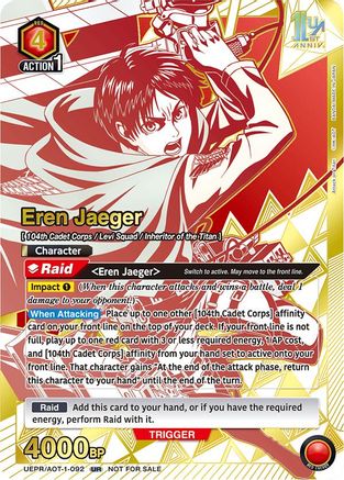 Image of Eren Jaeger (092) (UEPR/AOT-1-092) - Union Arena Promotion Cards Foil