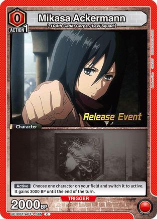 Image of Mikasa Ackermann (085) (UE10BT/AOT-1-085) - UE10BT Attack on Titan Release Event Cards