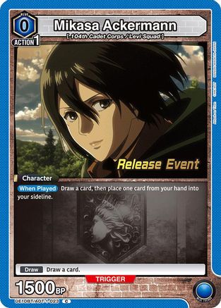 Image of Mikasa Ackermann (023) (UE10BT/AOT-1-023) - UE10BT Attack on Titan Release Event Cards