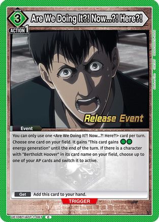 Image of Are We Doing It?! Now...?! Here?! (UE10BT/AOT-1-067) - UE10BT Attack on Titan Release Event Cards