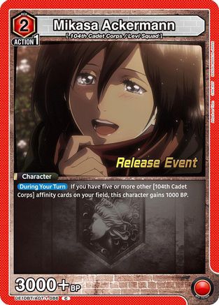Image of Mikasa Ackermann (086) (UE10BT/AOT-1-086) - UE10BT Attack on Titan Release Event Cards