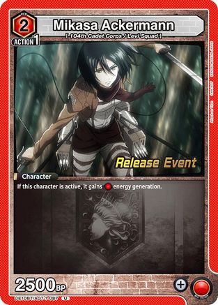 Image of Mikasa Ackermann (087) (UE10BT/AOT-1-087) - UE10BT Attack on Titan Release Event Cards