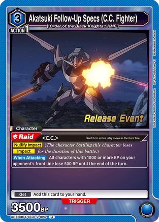 Image of Akatsuki Follow-Up Specs (C.C. Fighter) (UEX03BT/CGH-2-025) - UEX03BT CODE GEASS Lelouch of the Rebellion Vol2 Release Event Cards