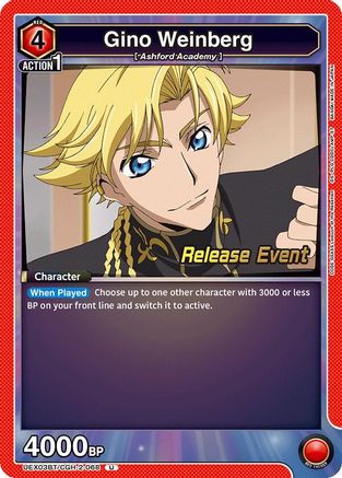 Image of Gino Weinberg (068) (UEX03BT/CGH-2-068) - UEX03BT CODE GEASS Lelouch of the Rebellion Vol2 Release Event Cards
